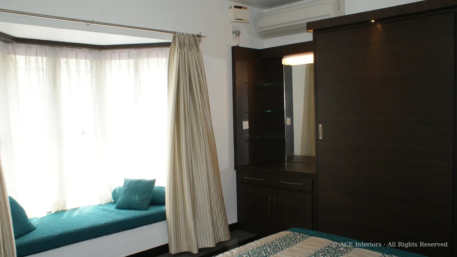 Bay Window Suite — Primary bedroom, interior design by ACE Interiors, Chennai